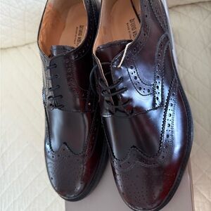 Brown Leather Bruno Verri Oxford Shoes with Brogue Detailing